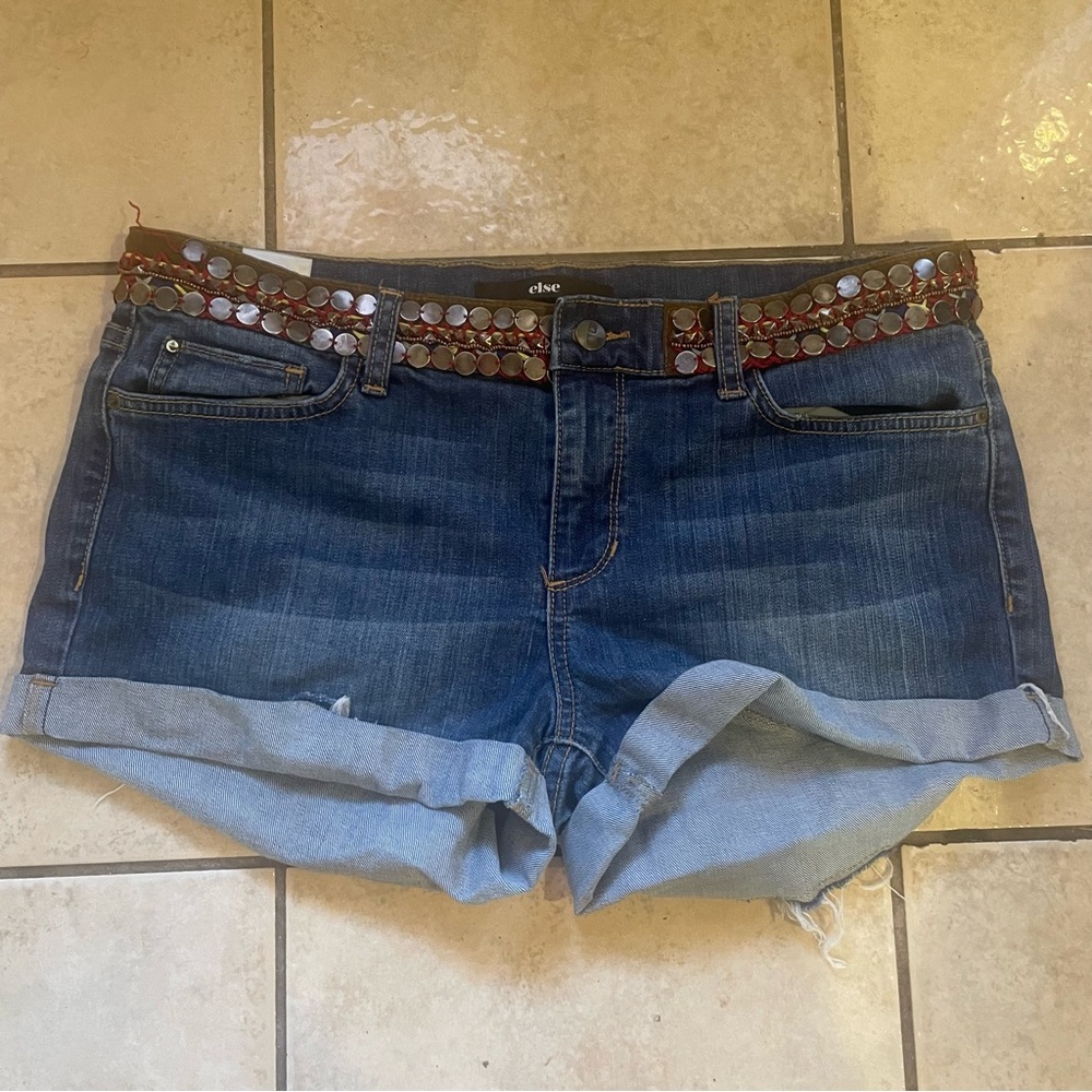 Else Women Blue Denim Cutoff‎ Short Size 30 Pockets Summer